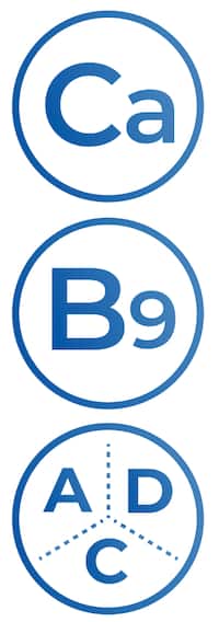 Calcium, B9, Vitamin A,D,C icons